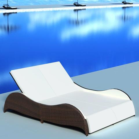 POLY RATTAN DOUBLE SUN LOUNGER - BROWN - Loungeout