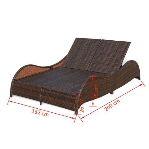 POLY RATTAN DOUBLE SUN LOUNGER - BROWN - Loungeout