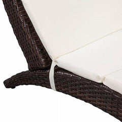 POLY RATTAN FOLD-ABLE SUN LOUNGER WITH CUSHION - BROWN - Loungeout