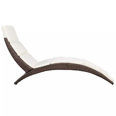 POLY RATTAN FOLD-ABLE SUN LOUNGER WITH CUSHION - BROWN - Loungeout