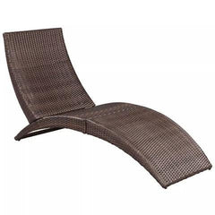 POLY RATTAN FOLD-ABLE SUN LOUNGER WITH CUSHION - BROWN - Loungeout
