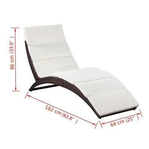 POLY RATTAN FOLD-ABLE SUN LOUNGER WITH CUSHION - BROWN - Loungeout