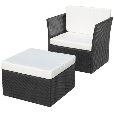 POLY RATTAN GARDEN CHAIR SET (5 PCS) - BLACK - Loungeout