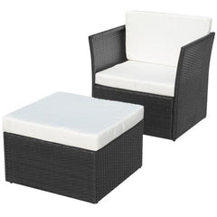 POLY RATTAN GARDEN CHAIR SET (5 PCS) - BLACK - Loungeout