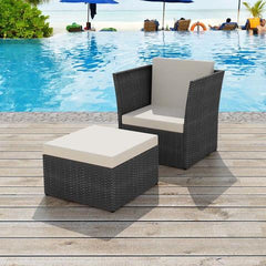 POLY RATTAN GARDEN CHAIR SET (5 PCS) - BLACK - Loungeout