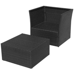 POLY RATTAN GARDEN CHAIR SET (5 PCS) - BLACK - Loungeout