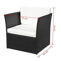POLY RATTAN GARDEN CHAIR SET (5 PCS) - BLACK - Loungeout