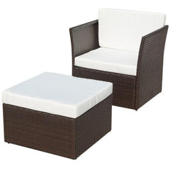 POLY RATTAN GARDEN CHAIR SET (5 PCS) - BROWN - Loungeout
