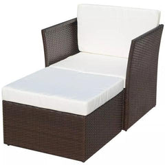 POLY RATTAN GARDEN CHAIR SET (5 PCS) - BROWN - Loungeout