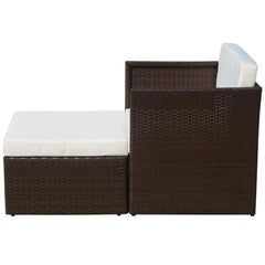 POLY RATTAN GARDEN CHAIR SET (5 PCS) - BROWN - Loungeout