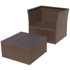 POLY RATTAN GARDEN CHAIR SET (5 PCS) - BROWN - Loungeout