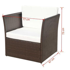 POLY RATTAN GARDEN CHAIR SET (5 PCS) - BROWN - Loungeout