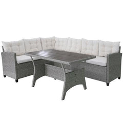 POLY RATTAN GARDEN CORNER SOFA SET (12 PCS) - GREY - Loungeout