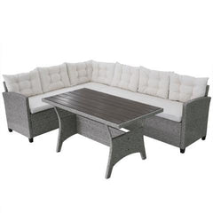 POLY RATTAN GARDEN CORNER SOFA SET (12 PCS) - GREY - Loungeout