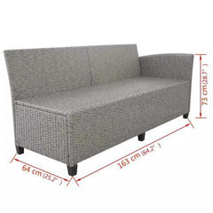 POLY RATTAN GARDEN CORNER SOFA SET (12 PCS) - GREY - Loungeout