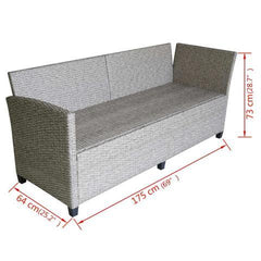 POLY RATTAN GARDEN CORNER SOFA SET (12 PCS) - GREY - Loungeout