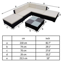 POLY RATTAN GARDEN SEAT SET (15 PCS.) - BLACK - Loungeout