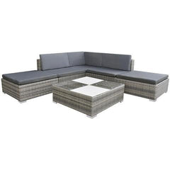 POLY RATTAN GARDEN SOFA SET (15 PCS) - GREY - Loungeout
