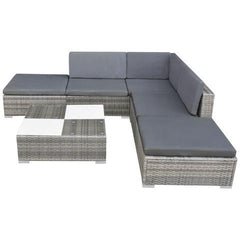 POLY RATTAN GARDEN SOFA SET (15 PCS) - GREY - Loungeout