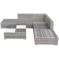 POLY RATTAN GARDEN SOFA SET (15 PCS) - GREY - Loungeout
