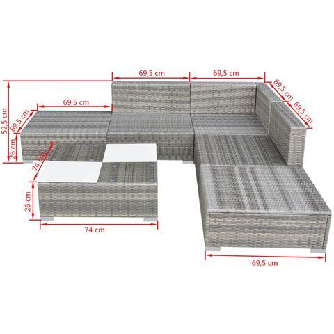 POLY RATTAN GARDEN SOFA SET (15 PCS) - GREY - Loungeout