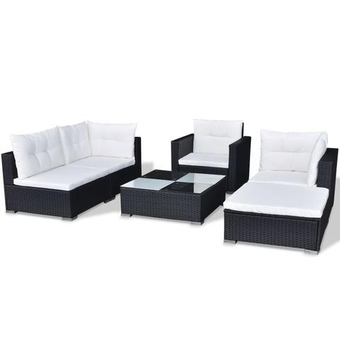 POLY RATTAN GARDEN SOFA SET (17 PCS) - BLACK - Loungeout