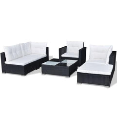 POLY RATTAN GARDEN SOFA SET (17 PCS) - BLACK - Loungeout