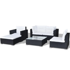 POLY RATTAN GARDEN SOFA SET (17 PCS) - BLACK - Loungeout