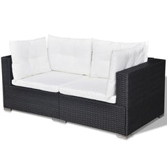 POLY RATTAN GARDEN SOFA SET (17 PCS) - BLACK - Loungeout