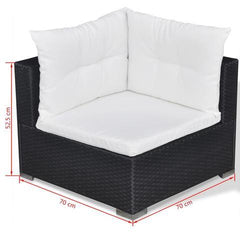 POLY RATTAN GARDEN SOFA SET (17 PCS) - BLACK - Loungeout