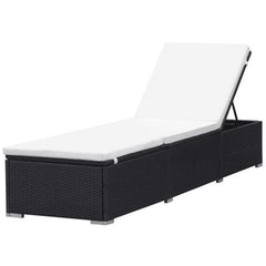 POLY RATTAN SUN LOUNGER 195 X 60 X 31 CM - BLACK - Loungeout