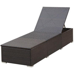 POLY RATTAN SUN LOUNGER 195 X 60 X 31 CM - BROWN - Loungeout