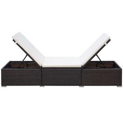 POLY RATTAN SUN LOUNGER 195 X 60 X 31 CM - BROWN - Loungeout