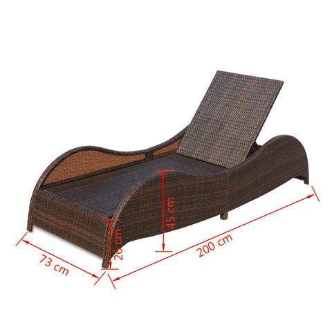 BROWN POLY RATTAN SUNLOUNGER - Loungeout