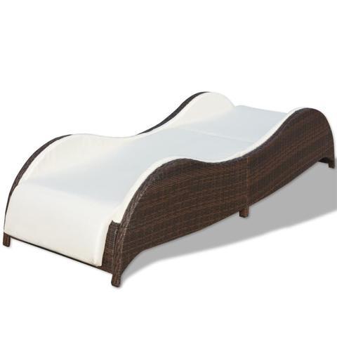 BROWN POLY RATTAN SUNLOUNGER - Loungeout