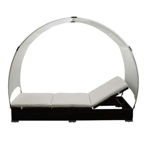 BROWN RATTAN LOUNGE BED WITH UMBRELLA - Loungeout