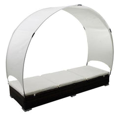 BROWN RATTAN LOUNGE BED WITH UMBRELLA - Loungeout