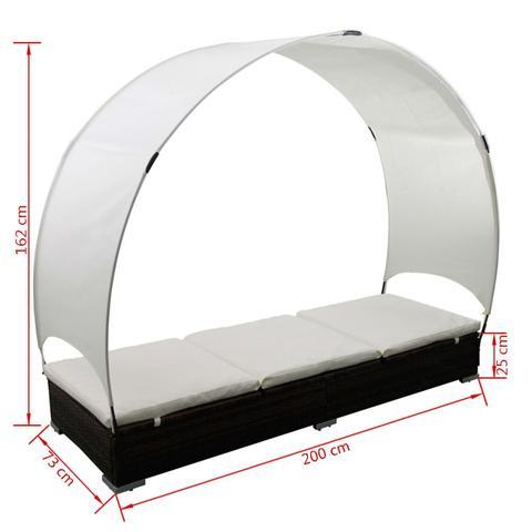 BROWN RATTAN LOUNGE BED WITH UMBRELLA - Loungeout