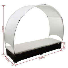 BROWN RATTAN LOUNGE BED WITH UMBRELLA - Loungeout