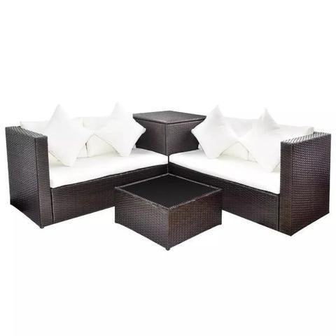 RATTAN LOUNGE SET - BROWN & BLACK