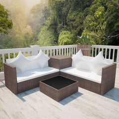 RATTAN LOUNGE SET - BROWN & BLACK