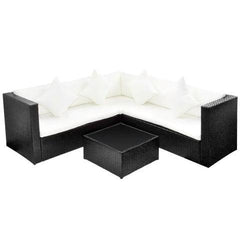 RATTAN POLY LOUNGE SET - BLACK & BROWN