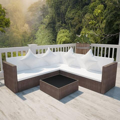 RATTAN POLY LOUNGE SET - BLACK & BROWN