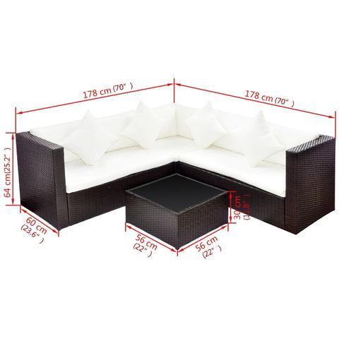 RATTAN POLY LOUNGE SET - BLACK & BROWN