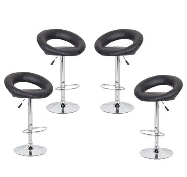 4x Black PU Leather Circular Kitchen Bar Stools
