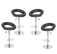 4x Black PU Leather Circular Kitchen Bar Stools