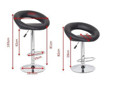 4x Black PU Leather Circular Kitchen Bar Stools