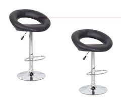 4x Black PU Leather Circular Kitchen Bar Stools
