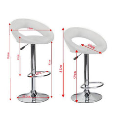 4x White PU Leather Circular Kitchen Bar Stools