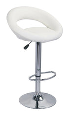 4x White PU Leather Circular Kitchen Bar Stools